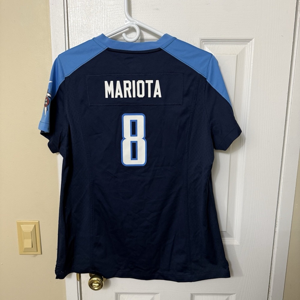 Nike Tennessee Titans Jersey Mens Size XL Blue Marcus Mariota #8 NFL On Field